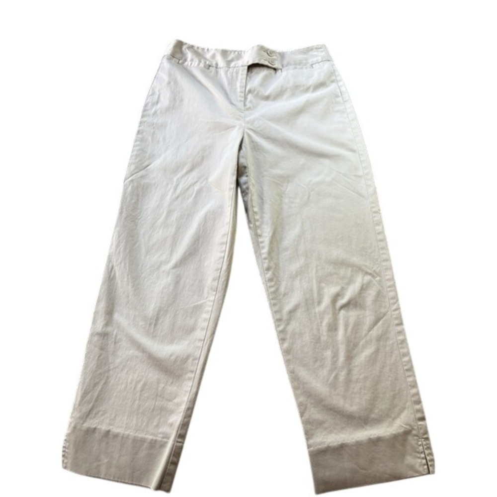 Talbots Petite Khaki Tan Stretch Cotton Cropped Chino Minimalist Pants Womens 6P